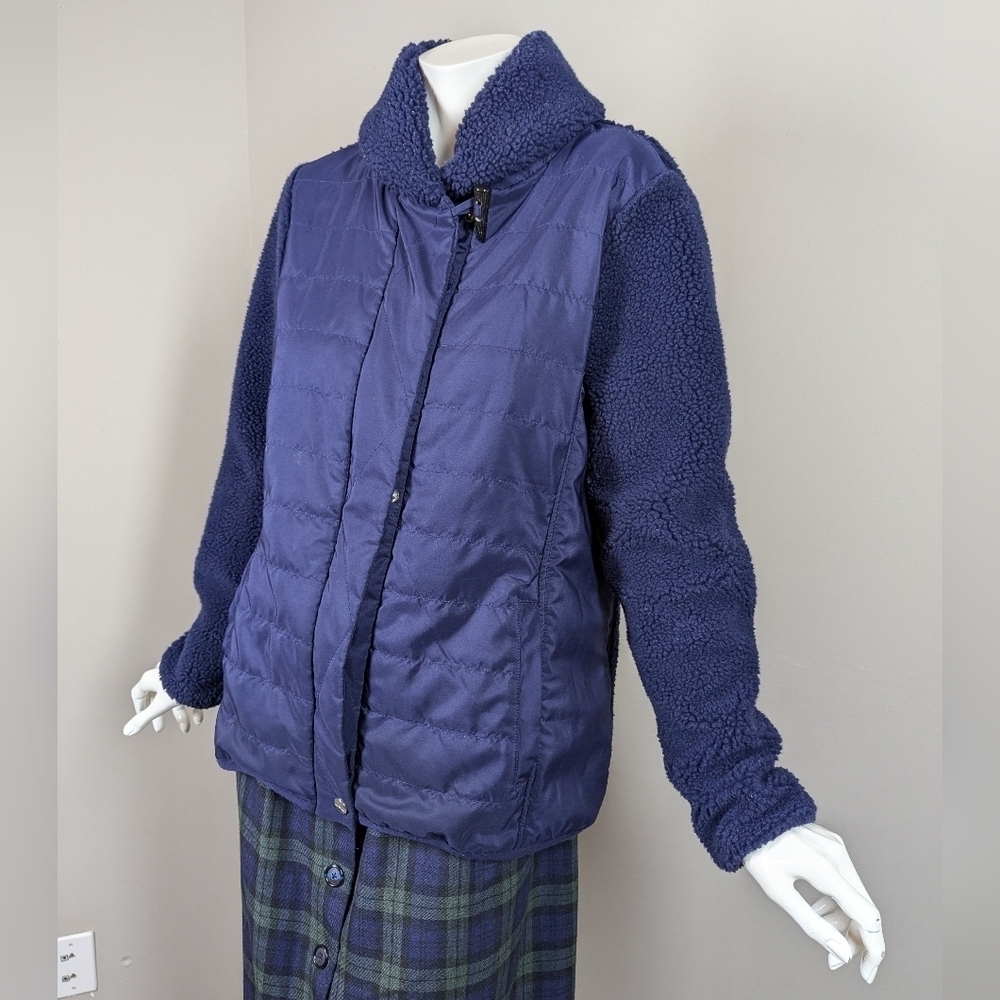 Ralph Lauren Active Fleece Jacket Size M Navy Sherpa Lined Puffer Hybrid